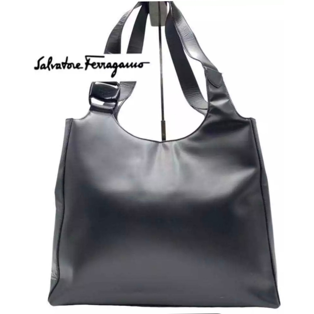 Salvatore Ferragamo Solid Black Shoulder Bag - image 1